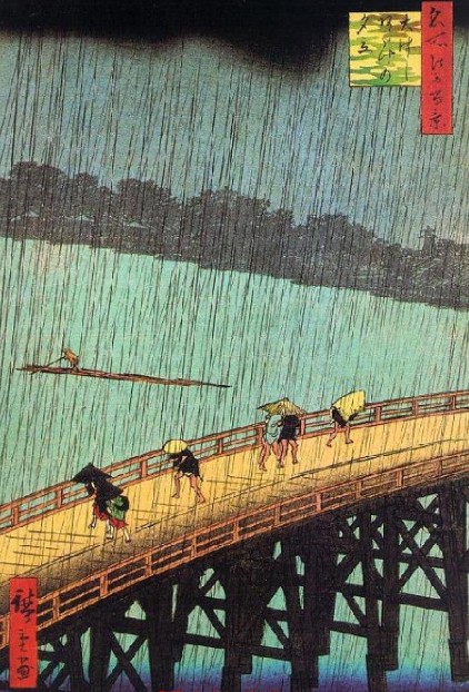 У. Хиросигэ. Мост в дождь. 1832