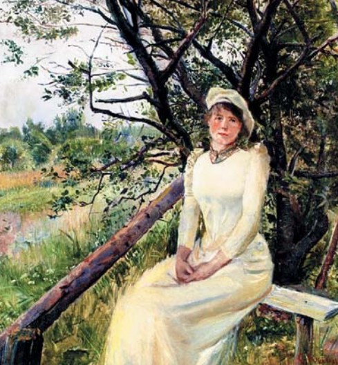 К. Крог. Молодая женщина на скамейке. 1890
