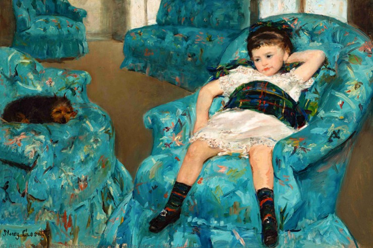 М. Кассат. Маленькая девочка в синем кресле. 1878