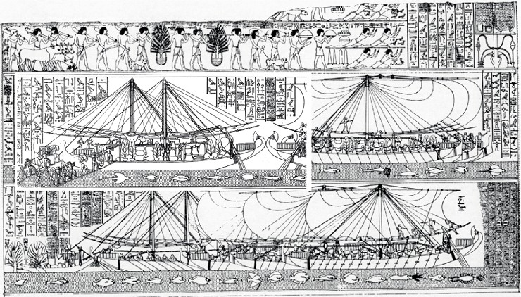 Финикийские корабли. Фрагмент древнеегипетской фрески