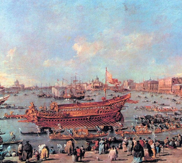 Галера дожа Венеции «Буцентавр». Картина Франческо Гварди