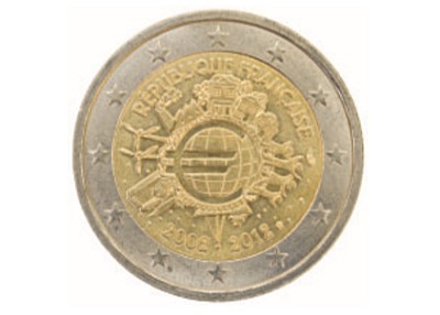 Французская монета достоинством в 2 евро