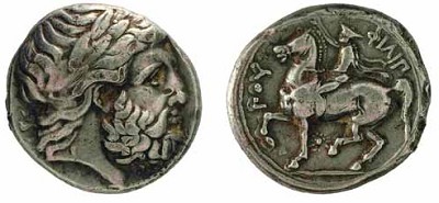 Серебряная тетрадрахма Филиппа II