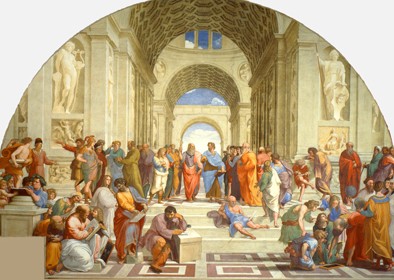 Афинская школа, фреска Рафаэля Санти, 1509 г. Музеи Ватикана