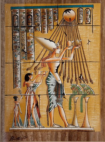 Атон, дающий жизнь. Рисунок на папирусе