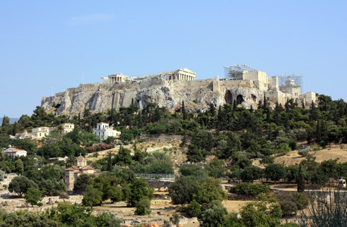 Вид на афинский Акрополь с агоры