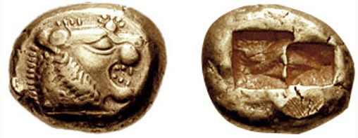 Лидийская монета VI века до н. э.