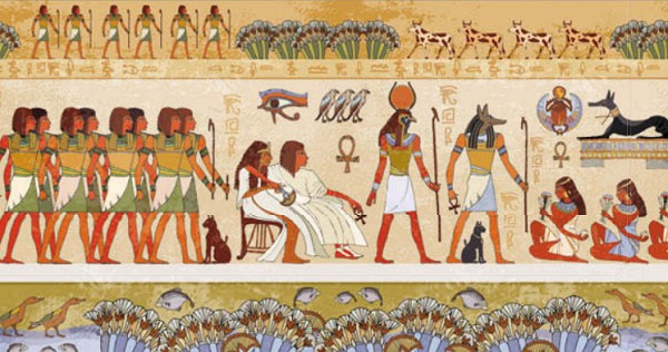 Египетские боги и цари. Древнеегипетская фреска