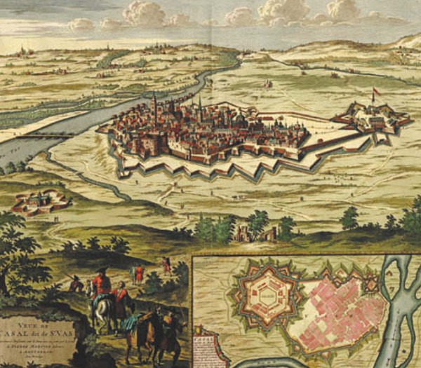 Старинная карта крепости и города Касале