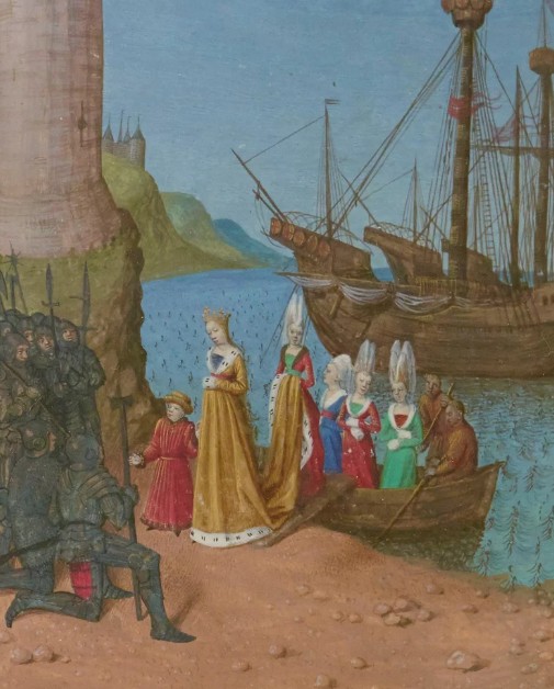 Прибытие Изабеллы в Англию. Миниатюра XV в. из «Хроники Фруассара»