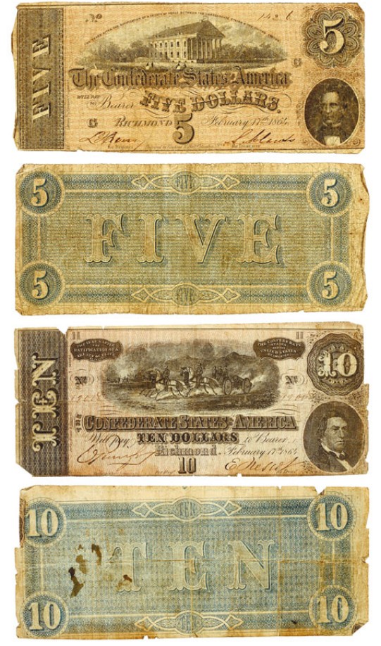 Доллары, выпущенные Конфедерацией южных штатов во время Гражданской войны в США