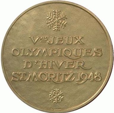 Санкт Моритц 1948: реверс наградной медали