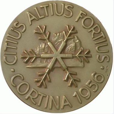 Кортина д`Ампеццо 1956: реверс наградной медали