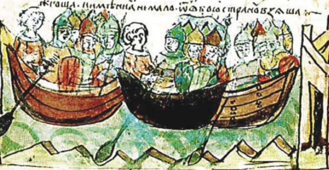 Поход князя Игоря на Константинополь в 941 г. Миниатюра из «Радзивилловской летописи»