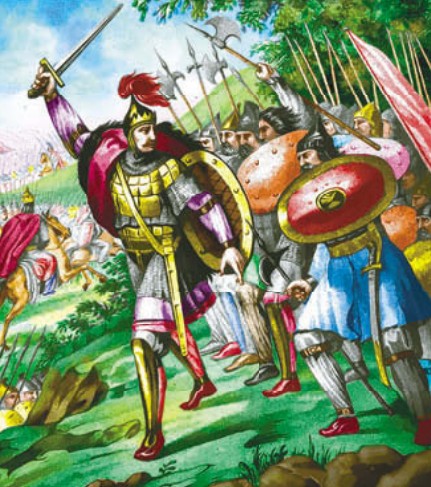 Святослав ведет свою дружину в бой возле византийского города Адрианополя. 970 г.