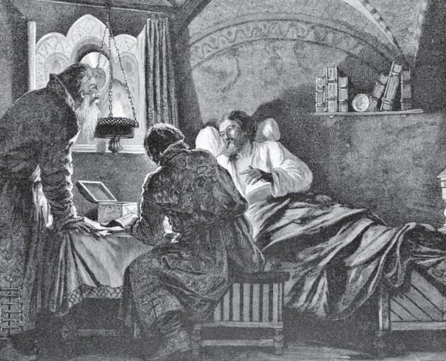 Князь Василий III диктует указ. Рисунок из журнала «Нива». 1893 г.