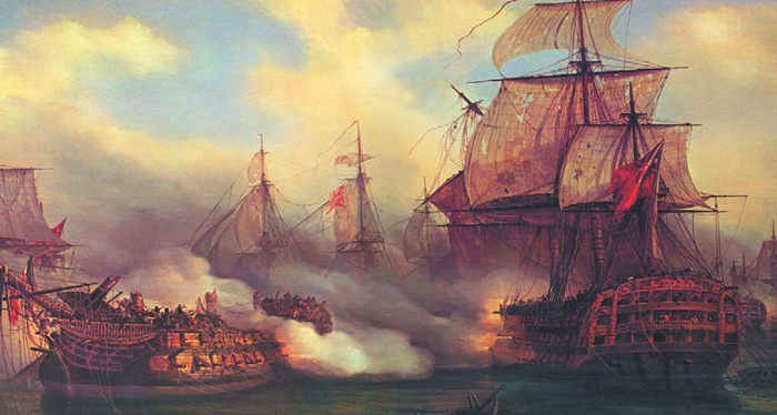 Картина Августа Майера «Трафальгарское сражение»
