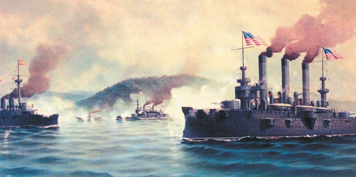 Американские и испанские корабли в битве при Сантьяго-де-Куба