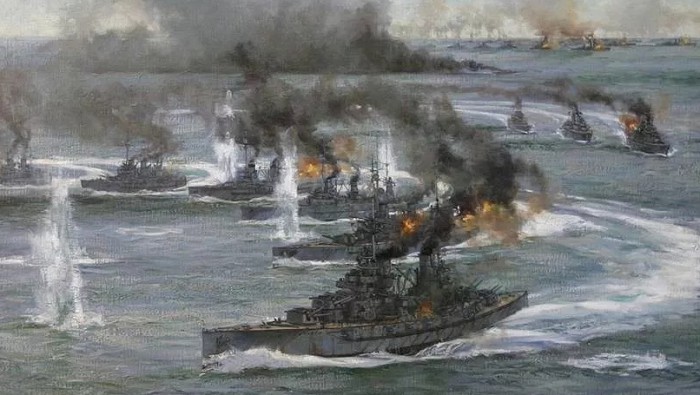 Первая мировая война. Бой немецких торпедных катеров с английскими кораблями