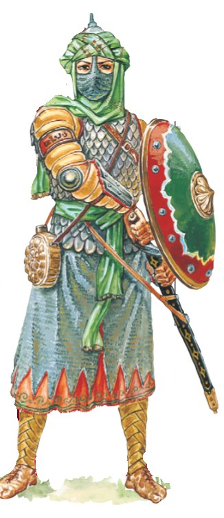 Османский воин в кольчуге, вооруженный саблей