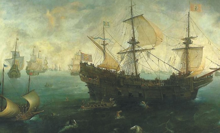 «Испанская армада у берегов Британии» — полотно голландского художника Корнелиса Класса ван Вирингена