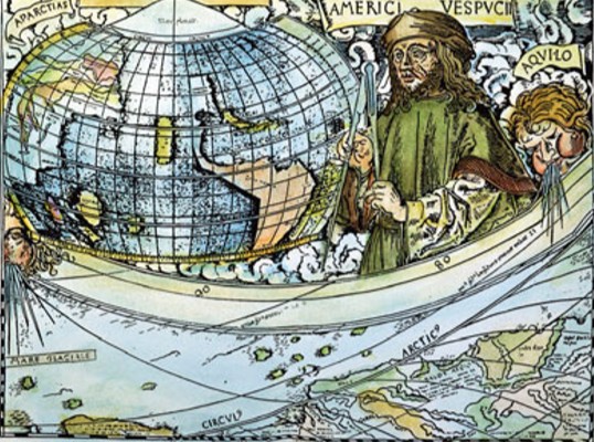 Фрагмент карты М. Вальдземюллера с изображением А. Веспуччи. 1507 г