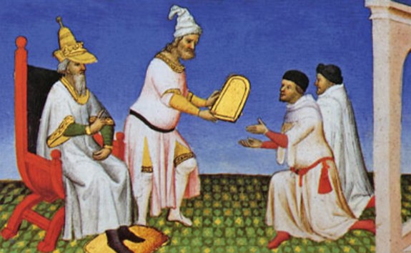 Хан Хубилай вручает золотую пайцзу братьям Поло. Рисунок конца XIV – начала XV в. 