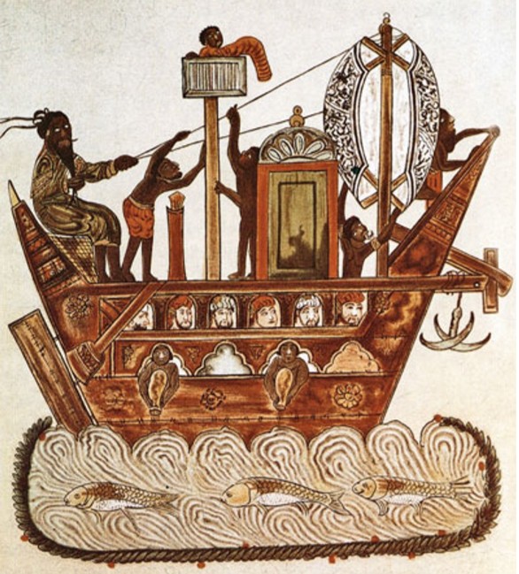 Арабское торговое судно. Иллюстрация из манускрипта 1238 г. 