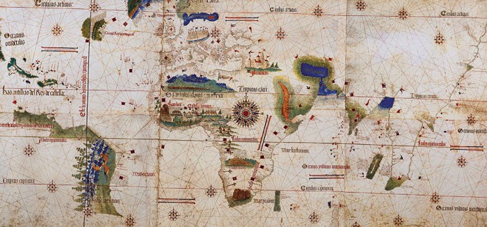 Планисфера Кантино – древнейшая из сохранившихся португальских навигационных карт. 1502 г.
