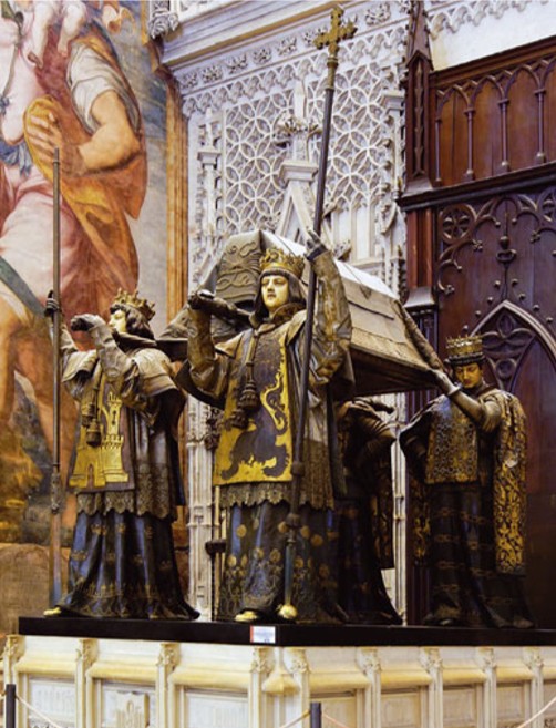 Могила Колумба в кафедральном соборе Севильи. Испания