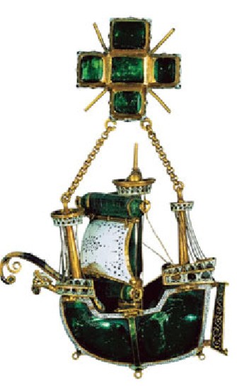 Подвеска «Каравелла». Изумруды, золото, эмаль. Испания, 1590 г.