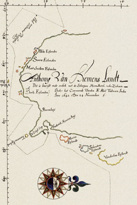 Карта Земли ВанДимена из судового журнала А. Тасмана