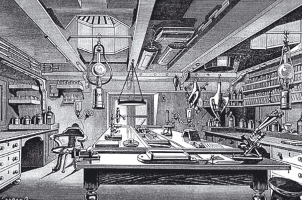 Лаборатория на судне, рисунок 1885 года