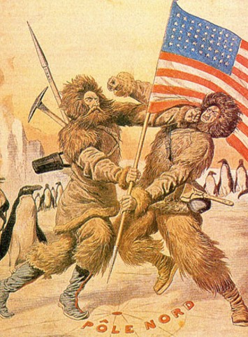 Иллюстрации из американской газеты, посвященные борьбе Пири и Кука