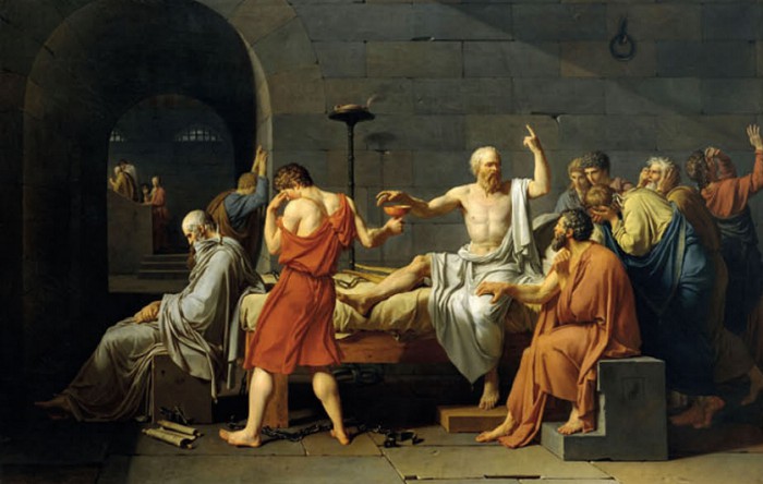 Сократ беседующий со своими учениками в тот момент, когда он готовится принять яд