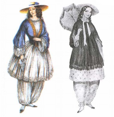 Реформированная юбка Амалии Блумер, США, середина XIX в.