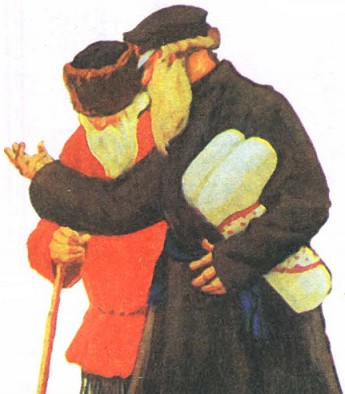 Валенки. Фрагмент картины Б. М. Кустодиева. 1906 г.