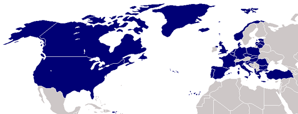 Карта стран-членов НАТО