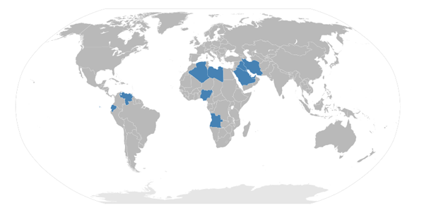 Карта организация стран—экспортёров нефти