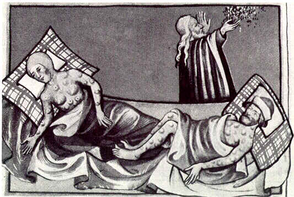 Иллюстрация о бубонной чуме в Библии, 1411 год